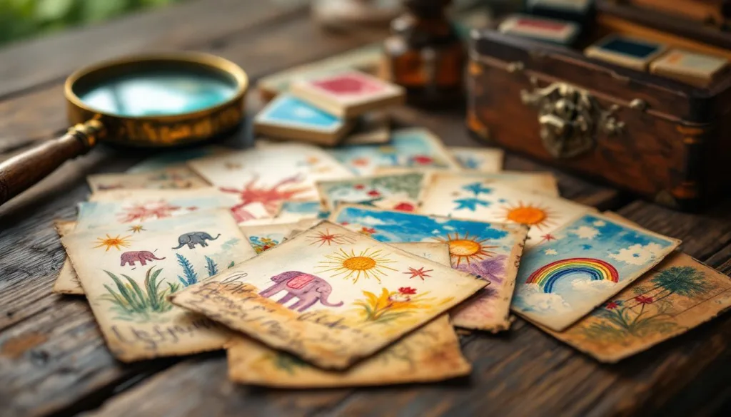 ich entdeckte alte postkarten mit kinderzeichnungen – eine faszinierende sammlung mit steigendem sammlerwert, die nostalgische erinnerungen weckt.