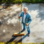 entdecken sie, wie ein einfacher besen-trick mit küchenreiniger ihre alte einfahrt wie neu erscheinen lässt – eine effektive alternative zum hochdruckreiniger.